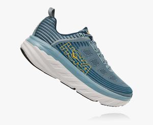 Hoka Bondi 6 Men's Road Running Shoes White/Blue | LDVM-27413