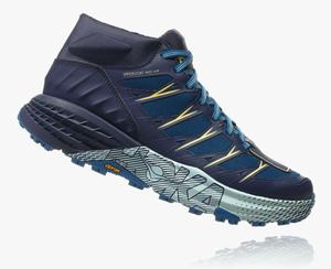 Hoka Speedgoat Mid Waterproof Women's Trail Running Shoes White/Blue | RVCS-26549